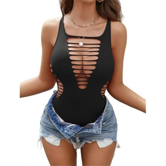 Tops - Festival Rave Outfits for Women Festival Top Sexy Fishnet Bodysuit Bodycon